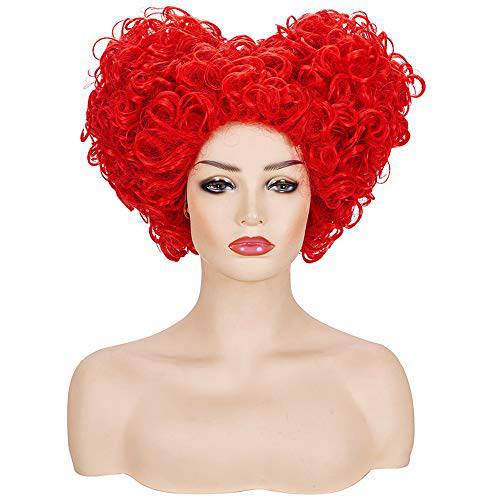 Deifor Short Curly Bun Red Queen of Heart Wigs for Women Cosplay, Costume, Party Wig