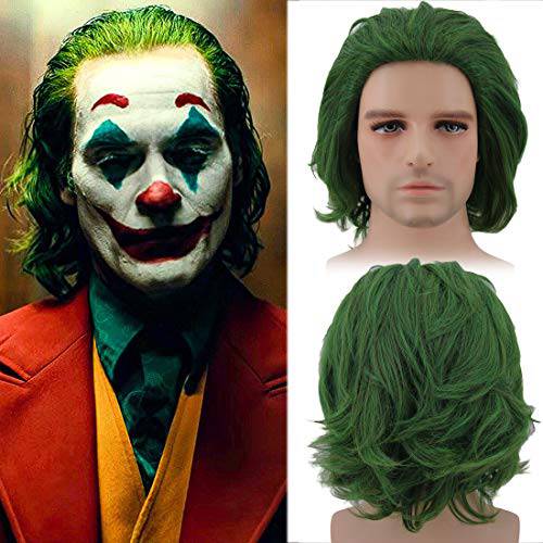 Mersi Green Wigs for Costume Short Wavy Wig for Halloween Party S068