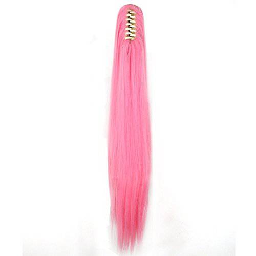 iCos Synthetic Long Straight Beige Claw Ponytail Clip In On Hair Extensions Hairpieces for Women