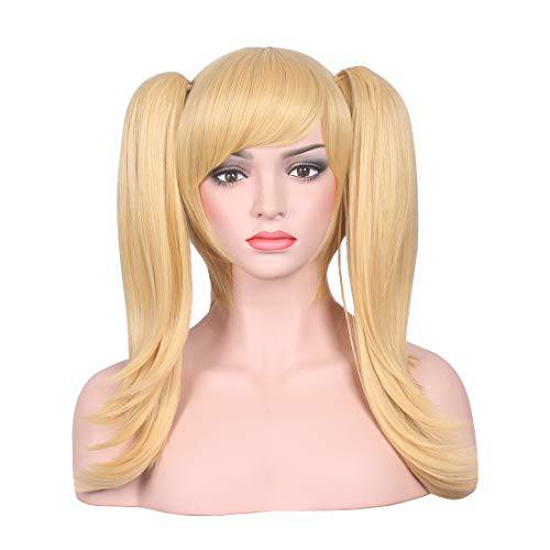 wildcos Short Blonde Cosplay Wig for Women with Two ponytails