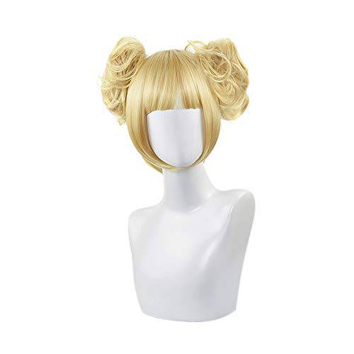 C-ZOFEK Women’s Himiko Toga Wig Golden Bob Hair With 2 Buns for Anime Cosplay (Blonde)