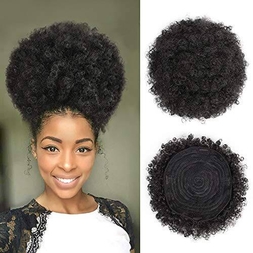AISI QUEENS Afro Puff Drawstring Ponytail Black Kinky Curly Hair Bun Synthetic Hairpieces Clip in Hair Extensions for Black Women(Extra Large,1B)
