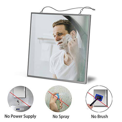 Cozylady Fogless Shower Mirror for Shaving - Nanometer Vanity Mirror Makeup Mirror with Metal Chain Mirrors for Wall - Anti-Fog Bathroom Mirror Wall Mirror Stainless Steel Frame