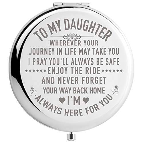 DIDADIC Daughter Gifts from Mom and Dad on Wedding Day, Graduation Gifts for Her, Birthday Gifts for Girls, Compact Makeup Mirror (Mir-Daughter-Journey)