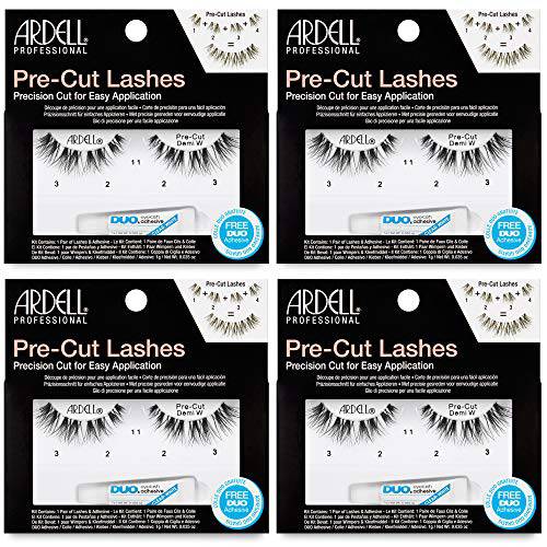 Ardell Pre-Cut False Lashes Wispies with Free DUO adhesive, 4 packs