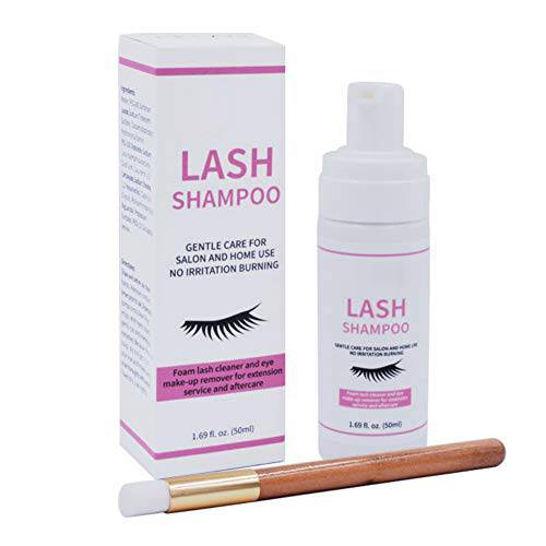 Eyelash Extension Cleanser Eyelid Foaming Cleanser Lash Foam Shampoo for Extensions, Oil, Paraben & Sulfate Free,100% Safe for Natural Lashes, Non-Irritating, Perfect for Professional Salon 1.69 fl.oz