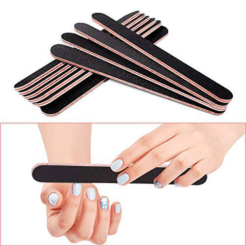 Nail File Emery Board Nail Care Double Sided 100 180 Grit Gel Acrylic Dip Black Nail Buffering Files Professional Manicure Pedicure Tools 10Pcs/Pack Nail Files Set for Home and Salon Use
