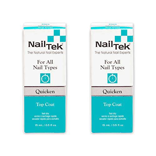Nail Tek Quicken, Fast Drying Top Coat for All Nail Types, 0.5 oz, 2-Pack