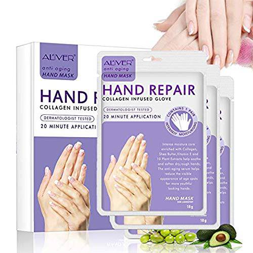 Hand Mask Moisturizing Gloves - 3 Pack, Exfoliating Hand Peeling Mask, Hand Mask for Skin Care, Moisture Enhancing Gloves for Dry Hands, Repair Rough Skin Remove Dead Skin for Women or Men