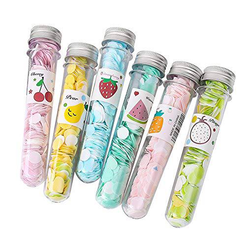 6 Boxes Portable Disposable Paper Soap Confetti Cleaning Washing Hand Bath Toiletry Paper Soap Sheets Petals Soap Flakes with Storage Tube for Kitchen Toilet Outdoor Travel Camping Hiking, Random Colo