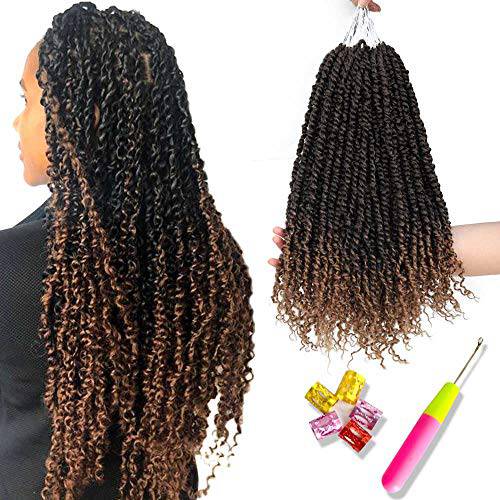 Passion Twist Hair 12 Inch 6 Packs Pre Twisted Passion Twist Crochet Hair Pre looped Crochet Twist Hair With Curly Ends Short Synthetic Braiding Hair For Women (12 inch,T27)