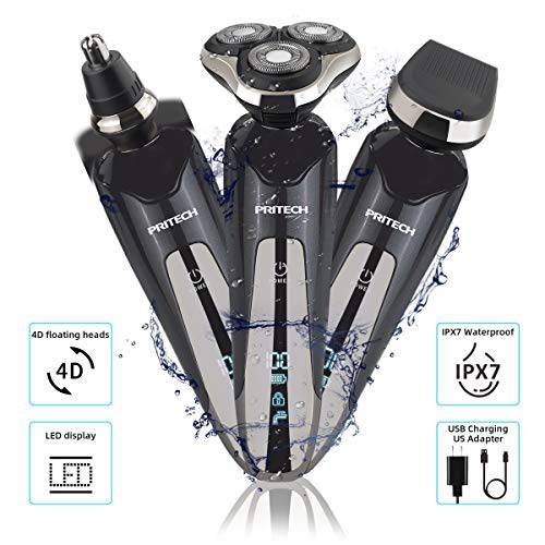Mens Electric Razor for Men Electric Shavers for Men Electric Razors for Men Face Shaver for Mens Rechargeable Razors for Shaving Electric Cordless Men’s Electric Shaver Waterproof Wet Dry by PRITECH