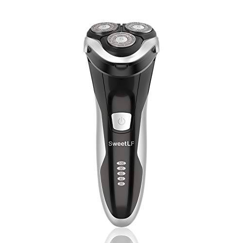 SweetLF Electric Shaver for Men Wet and Dry Waterproof Electric Razor Cordless 3D Rechargeable Rotary Shaver Razor for Men with Pop-up Trimmer, Black