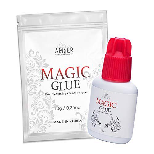 Mild Sensitive Eyelash Extension Magic Glue for Professional Lash Extensions, 1-2 Sec Dry Time & Up to 6 Weeks Retention, Black Adhesive by Amber Lash (10 ml / 0.35oz)