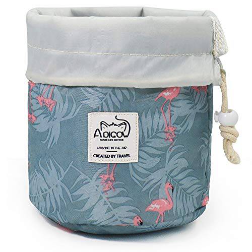 Travel Makeup Bag Women’s Drawstring Make up Organizers for Cosmetics Accessories Cinch Top Compact Toiletries Bag Christmas Gifts Bluepinkflamingo