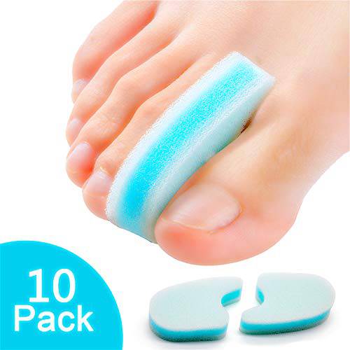 Povihome 10 Pack Foam Toe Spacers(2/5 Thick), 3-Layer Toe Separators - Large Size - to Align Crooked, Overlapping Toe, Relieve Corn, Blister and Reduce Toe Irritation