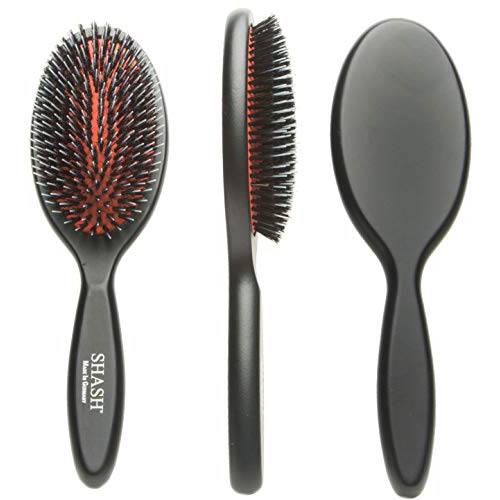 Made in Germany - SUSTAINABLE SHASH Nylon Boar Bristle Brush Suitable For Normal to Thick Hair, Gently Detangles, No Pulling or Split Ends, Softens and Improves Hair Texture, Stimulates Scalp, Medium