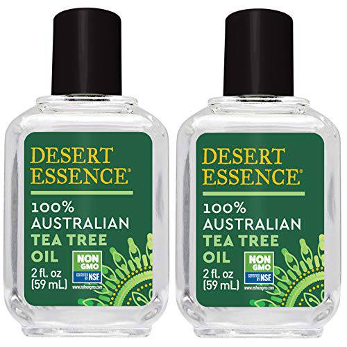 Desert Essence 100% Australian Tea Tree Oil - 2 Fl Ounce - Pack of 2 - Therapeutic Essential Oil - Skin Irritation - Glowing Skin - Home Cleansing - Natural Glow - Pedicure Regimen - Long Lasting