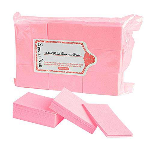 Aysekone 600 Pieces Pink Disposable Nail Art Gel Polish Remover Pads Bath Manicure Nail Wipes Lint-Free Cotton Napkins for Nail Art
