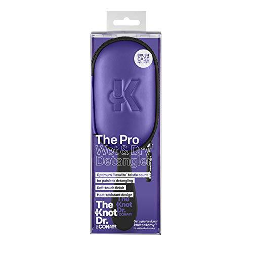 The Knot Doctor for Conair Premium Pro Detangling Hair Brush for Wet or Dry Hair with Purple Storage Case, 1 Count