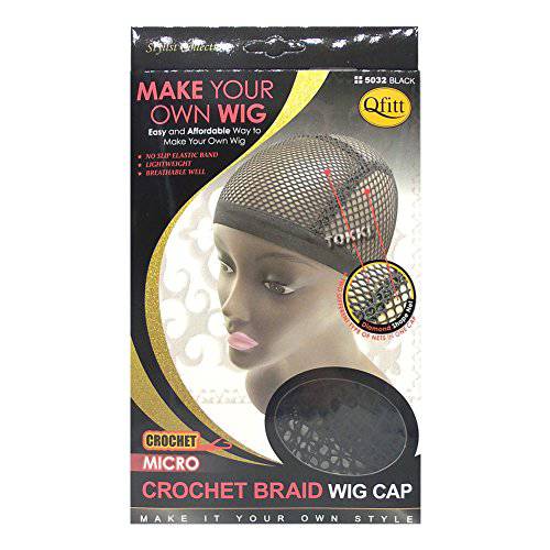 Qfitt Make Your Own Wig Micro Crochet Braid Wig Cap 5032, Black