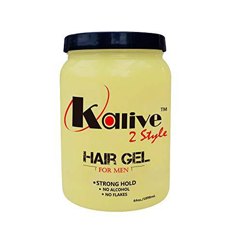 Kalive2Style Mens Hair Styling Gel, 64 Oz Strong Hold Hair Gel for Men with All-Day Shine and Refreshing Fragrance, Non-Flaking and No Alcohol