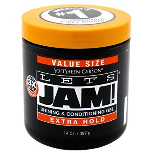 Lets Jam Condition & Shine Gel Extra Hold 14 Ounce Jar (414ml) (2 Pack)