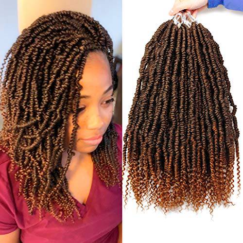 6 Packs Bomb Twist Crochet Hair 14 Inch Spring Twist Crochet Braids Pre-looped Mini Passion Twist Braiding Hair Senegalese Spring Twist Nubian Twist Kinky Curly Synthetic Hair Extensions (T30)