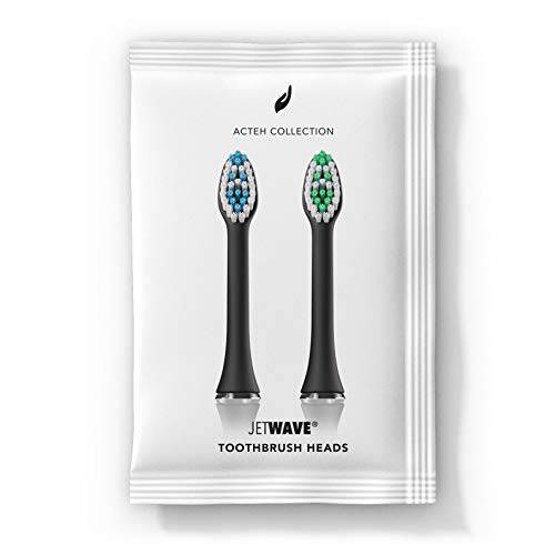Acteh Toothbrush Heads for Sonic Edge, JetWave, JetUV and eBrush toothbrush models (Black Blue/Black Green)