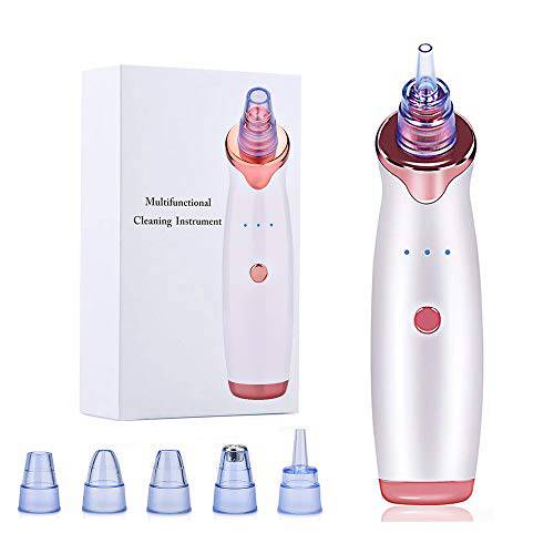 Blackhead Remover Pore Vacuum Cleaner- Electric Blackhead Vacuum Acne Comedone Whitehead Extractor Pore Cleaner Kit USB Rechargeable Pore Extractor Suction Tool with 5 Different Suction Heads