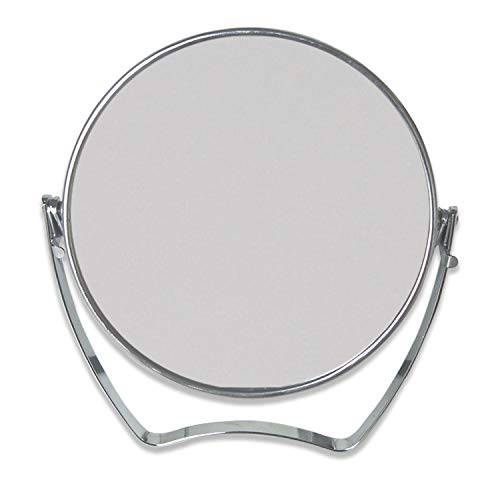 WMugthome Two-Sided Portable Transparent & Round Makeup/Travel Mirror with 1X and 3X Magnification 4-In/6-in with Handle (Silver, 6in)