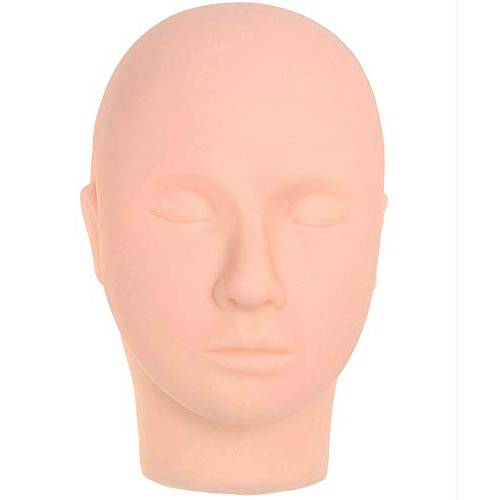 Lash Mannequin Head,Silicone Mannequin Head,Pro Training Mannequin Flat Head Practice,for Make Up and Lash Extention,Cosmetology Mannequin Doll Face Head (Skin colour -A)