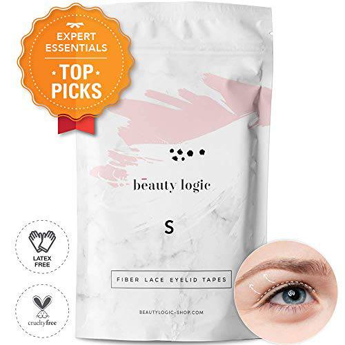 Beauty Logic USA Ultra Invisible Blends Into Skin Fiber Lace Eyelid Lift Kit 120pcs - No Glare | Non Surgical | Instant Eyelid Lifting for Hooded Droopy Uneven Mono-Eyelids Latex Free Adhesive Small