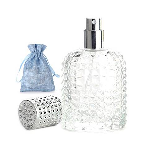 JJKMALL- 50ml Thick Clear Glass Fine Mist Spray Scent Aftershave Luxury Perfume Bottle Empty Atomizer Bottle Makeup Tool 1pc free Funnel Filler 1PC Free 3ml dropper 1pc free Storage bag