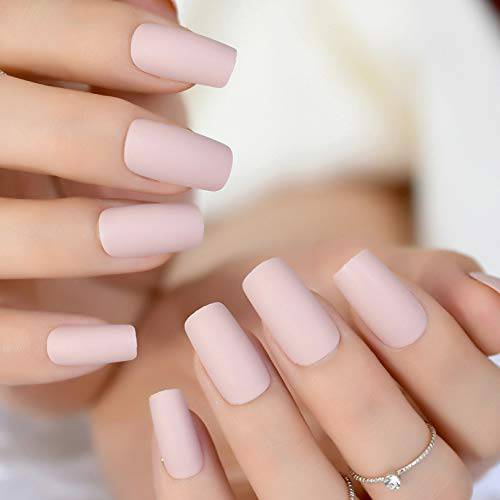 CoolNail Soft Pink Purple Matte False Nails Light Lilac Color Frosted Women Fake Nail Square Top Finish Designs Finger Nail Art Tips