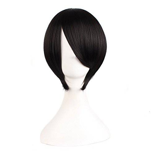 MapofBeauty 12 Inches/30cm Short Straight Cosplay Costume Wig Party Wig (Black)