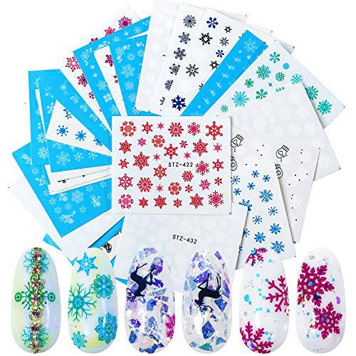 Nail Stickers Water Transfer Nail Decals 30 Sheets DIY Winter White Snowflake Christmas Bell Cupid Nail Art Stickers for Fingernails & Toenails Decor Supplies Holiday Snow Printing