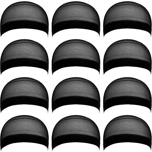 eBoot 12 Pack Nylon Wig Caps for Women and Men (Black)
