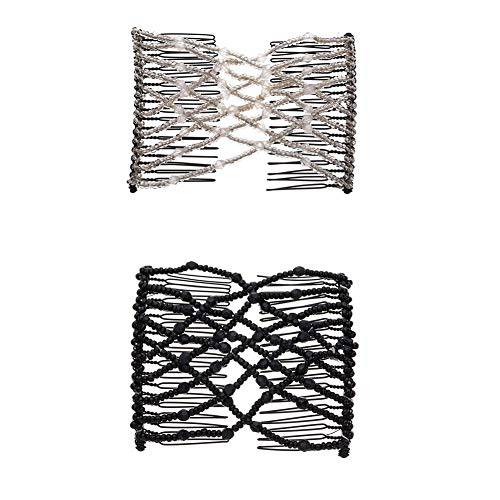 Lovef Fashion Trend Easy Stretchable Double Combs Magic Hair Combs- Black and White