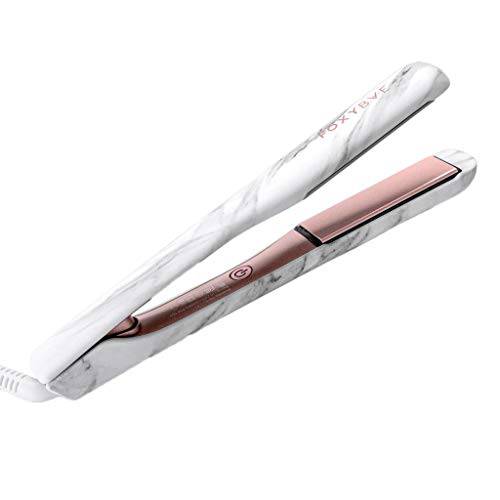 FoxyBae White Marble + Rose Gold Flat Iron - Digital Temperature Control Ionic Hair Straightener with Auto Shut Off and Quick Heating, Ion Plates Hair Straightening, 360° Swivel Cord