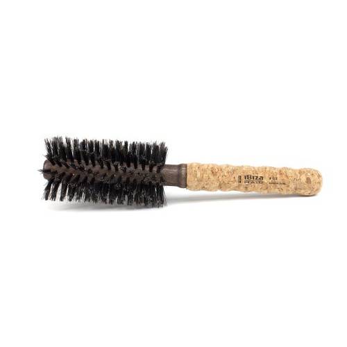 Ibiza Hair Professional (G Series) Round Boar Hair Brush, Hybrid Swirled Boar & Carbon Fiber Nylon Bristles with Cork Handle, Add Texture & Shine for Medium to Long Hair