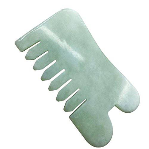 Bhbuy Natural Jade Stone Gua Sha Face Massage Hair Comb With Six Tooth