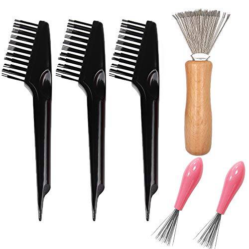 6 PCS Hair Brush Cleaner Comb Cleaning Brush Hair Brush Cleaning Cleaner Metal Wire Rake Remove Comb Embedded Tool for Removing Hair Home Salon
