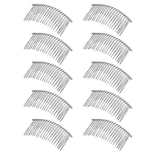 Lurrose 10pcs Wedding Veil Comb Silver Wire Bridal Veil Hair Combs Minimalist Metal Hair Side Comb for Women