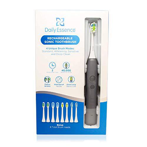 Daily Essence 70201-12 Rechargable Sonic Toothbrush, Platinum