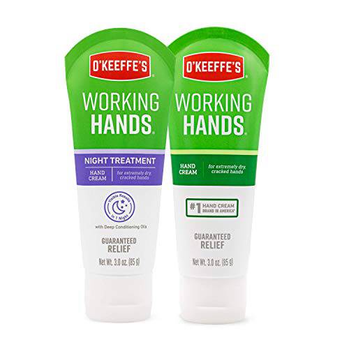 O’Keeffe’s Working Hands Hand Cream, 3 oz Tube and Night Treatment Hand Cream, 3 oz Tube