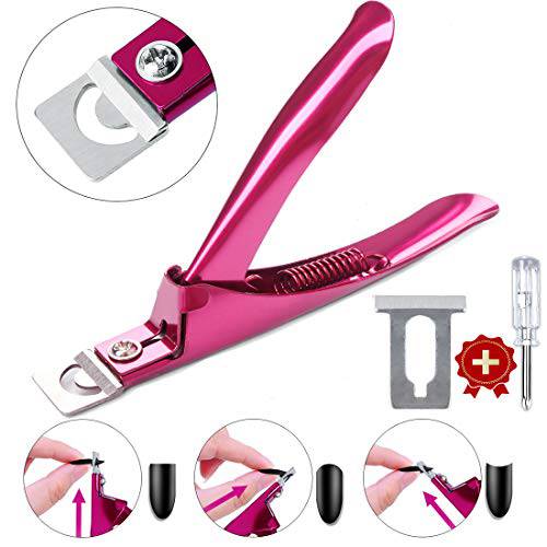Nail Tip Clipper Edge Cutter Adjustable Stainless Steel False Artificial Acrylic Fake Trimmer Manicure Pedicure Sharp Rustproof Blade Clip Tool For Salon Home Art,Beauty Design DIY Use Rose Red