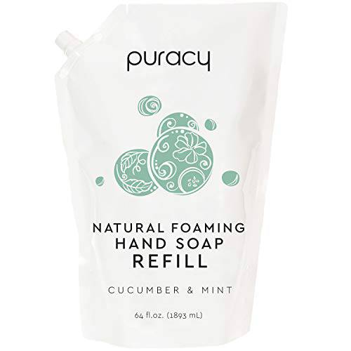 Puracy Gel Hand Soap Refill - Perfect Skin, Pure Ingredients - Cucumber & Mint, Perfume-Free Moisturizing Natural Hand Wash, Liquid Hand Soap Bulk Refills for Frequent Hand Washing, 48 Ounce