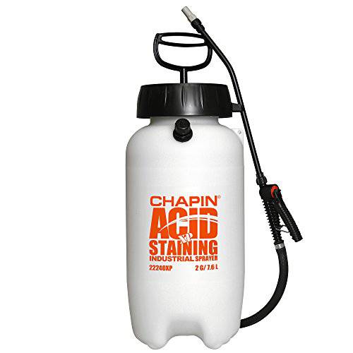 Chapin International 22240XP 2-Gallon Industrial Acid Staining Sprayer with Pressure Relief Valve for Acid Staining, Translucent White