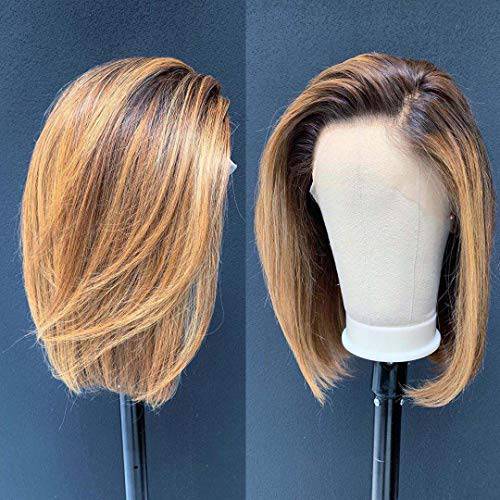 Ombre Color 4/27 Lace Front Wigs Human Hair For Women Short Bob 13x6 Deep Part Lace Front Human Hair Wigs Pre Plucked Density 150% (12inch) …